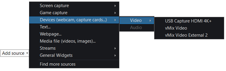 XSplit 添加视频输入设备